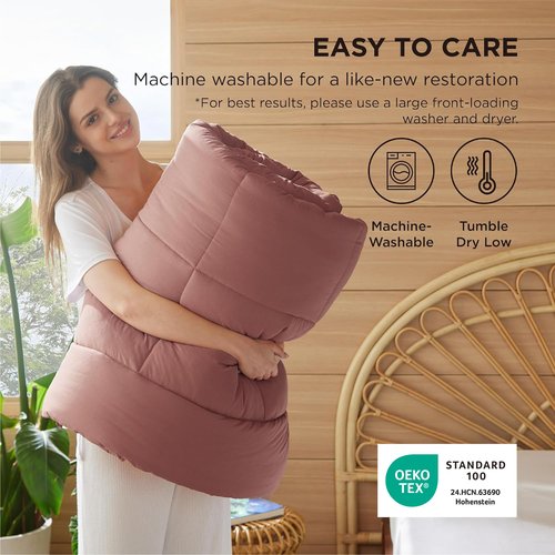 Bedsure Comforter Duvet Insert - Quilted Comforters Twin Size, All Season Duvet, GentleSoft Down Alternative Bedding Blanket, with 8 Tabs, Gifts for Women/Men, Dusty Pink, Twin 88 x 68 Inches