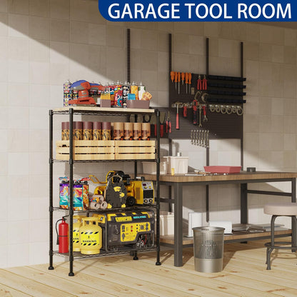 Regiller 4-Wire Metal Storage Rack - Adjustable Shelves for Laundry, Bathroom & Kitchen | Black, 14.1" D x 30" W x 54" H