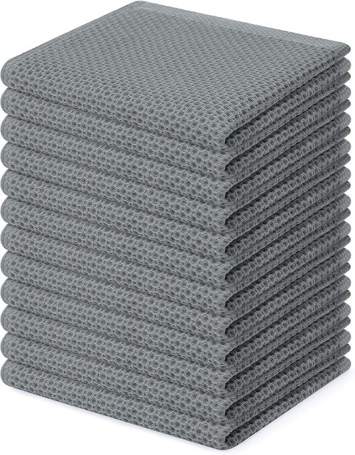 Homaxy 100% Cotton Dish Cloths - Ultra Soft, Absorbent & Quick Drying | 12-Pack, 12 x 12 Inches, Grey