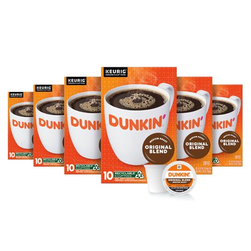 Dunkin’ Original Blend Coffee, Medium Roast, K-Cup Pods, Keurig K-Cup Pods, 10 Count Boxes (Pack of 6)