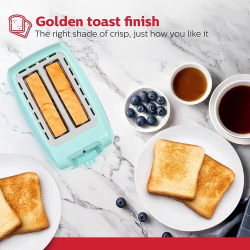 Holstein Housewares 2-Slice Toaster - Extra-Wide Slots, 7 Browning Settings, Compact Stainless Steel, Mint