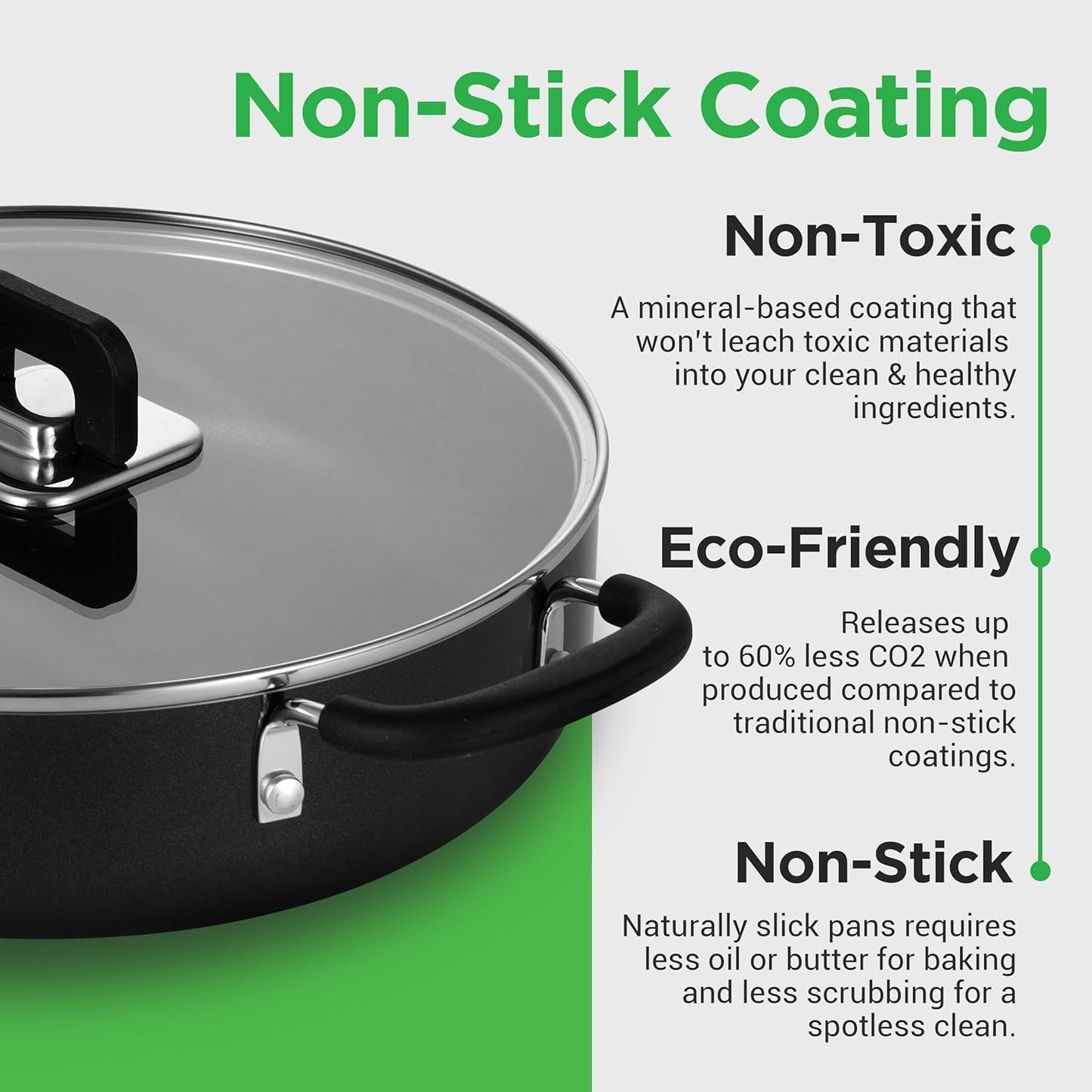 NutriChef 17-Piece Non-Stick Cookware Set - Induction-Compatible, Space-Saving Design, Black with Heat-Resistant Utensils