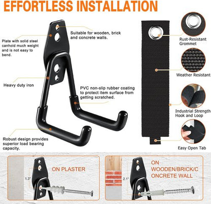 HUPBIPY Heavy Duty Garage Hooks - 18 Pack Steel Wall Mount Organizer for Tools, Ladders & Bikes