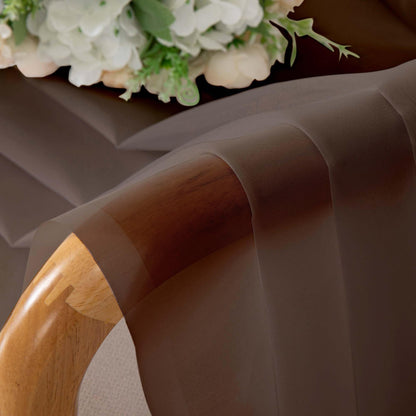 OWENIE Sheer Curtains 54 inches Long for Living Room Bedroom, Rod Pocket Light Filtering Voile Sheers Panels Drapes Small Window Treatments 2 Panels, 42" W x 54" L, Chocolate