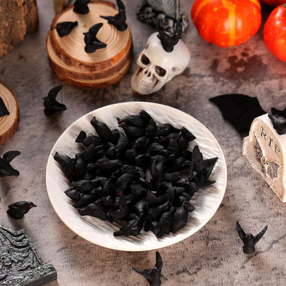 Yalikop Miniature Crow Figurines - 40 Pcs Black Resin Ravens for Dollhouse & Garden Decor