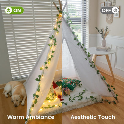 Skiennix Fairy Lights Vine - 23 FT Ivy Leaf String Lights with 73 LEDs - Warm White Indoor Decor
