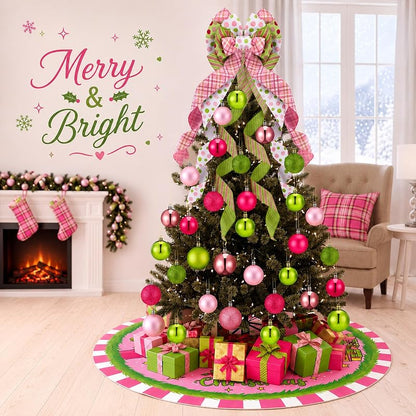 Gejoy 32 Pcs Pink & Lime Green Christmas Tree Decoration Set - Variation: Pink Green Christmas