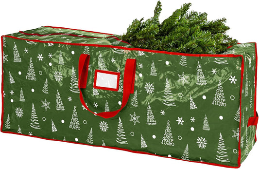 Regine Switzerland Christmas Tree Storage Bag - Durable Waterproof Zippered Design for 9-Foot Trees | Protects Against Dust & Moisture (Green Printed)
