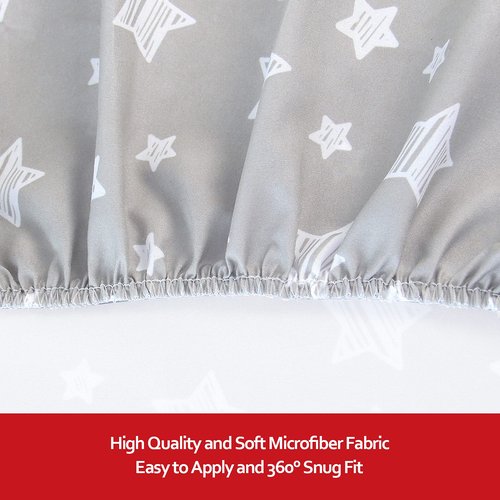 Crib Sheets for Boys or Girls 2 Pack, Fitted Crib Sheet for Standard Size Crib and Toddler Mattresses, Soft and Breathable Material, Grey & White