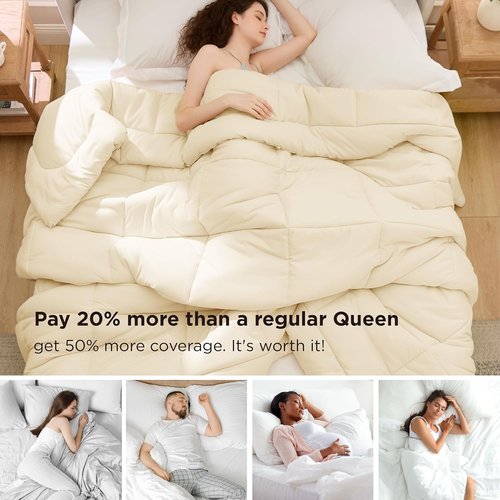 Bedsure Comforter Duvet Insert - Oversized King All-Season Down Alternative Bedding, Cream 116 x 98 Inches