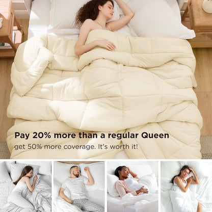 Bedsure Comforter Duvet Insert - Oversized King All-Season Down Alternative Bedding, Cream 116 x 98 Inches