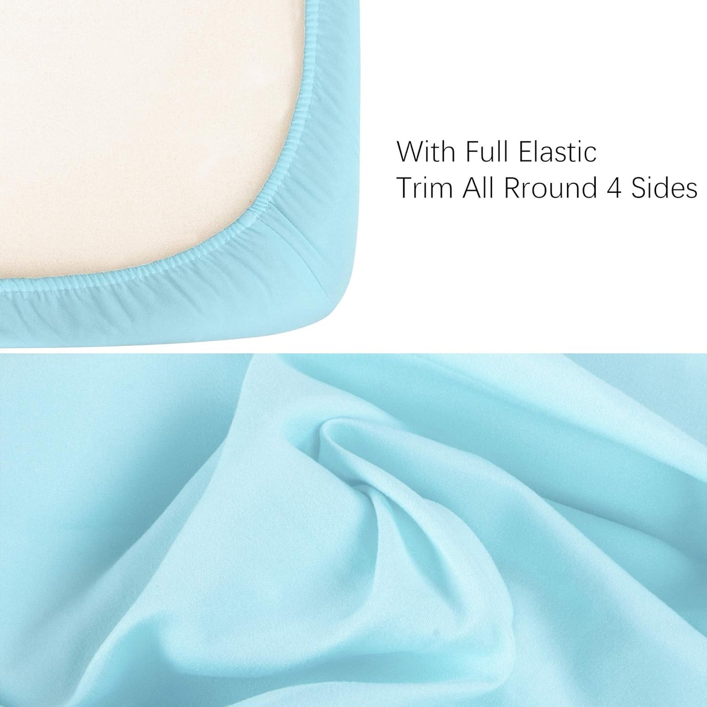 NTBAY 100% Brushed Microfiber Fitted Crib Sheet - Super Soft & Cozy Aqua 28x52 Inches for Standard Cribs