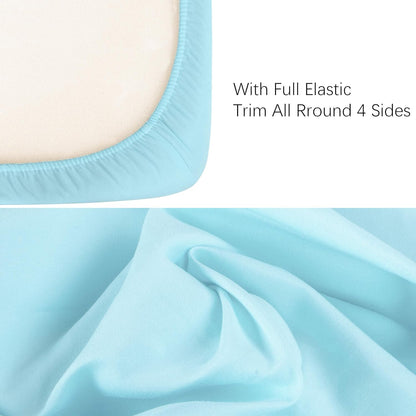 NTBAY 100% Brushed Microfiber Fitted Crib Sheet - Super Soft & Cozy Aqua 28x52 Inches for Standard Cribs