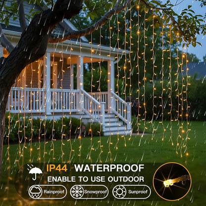 Suddus Curtain Lights - 200 LED Fairy String Lights for Indoor/Outdoor Decor | Warm White