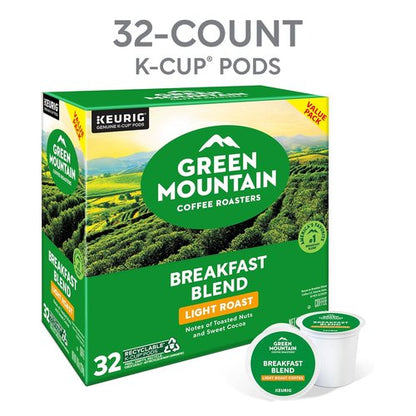 Green Mountain Coffee Roasters Breakfast Blend K-Cup Pods - Light Roast Coffee, 32 Count