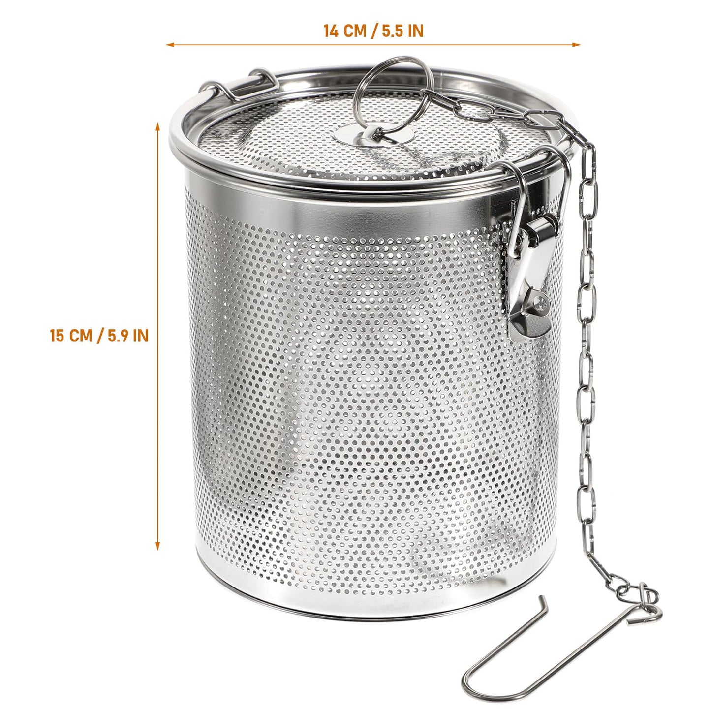 Yardwe Stainless Steel Tea Ball Strainer, Tea infuser with Extended Chain Hook, Fine Mesh Cooking Infuser for Loose Leaf Tea Seasonings (5.5 x 5.9 Inch)