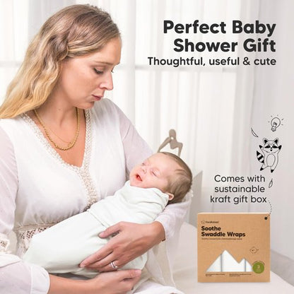 3-Pack Organic Baby Swaddle Sleep Sacks - Swaddles for Newborns, Infant 0-3 Months, Baby Girls, Boys, Soft & Snug Newborn Sleep Sack, Nursery Swaddling Blankets (Soft White, OS)
