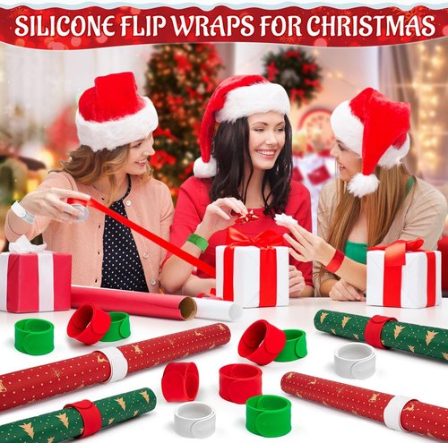 LBSXQGS Holiday Wrapping Paper Holder - 24Pcs Red, White & Green Storage Solution for Christmas Gifts
