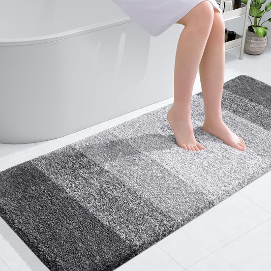 OLANLY Large Bathroom Rugs - Extra Soft Microfiber Mat 50x30 | Quick Dry & Machine Washable - Grey