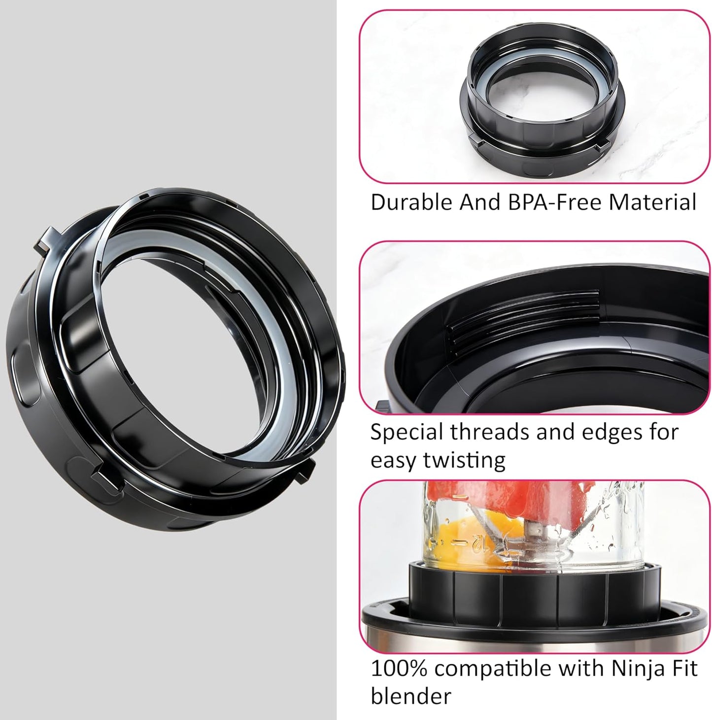Ninja Nutri Pro BN401 Blender Adapter | Blend Directly in Glass Jar - Dishwasher Safe Attachment