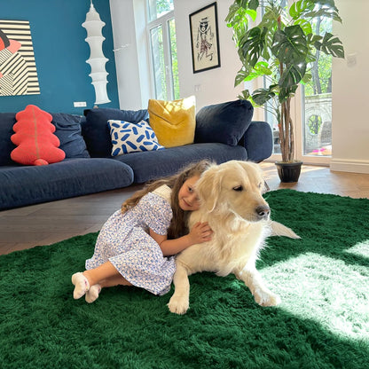 OLANLY Runner Rugs - Soft, Machine Washable Shaggy Carpet for Hallways & Bedrooms | Dark Green, 2x5 ft