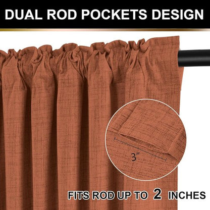Blackout Shield 100% Blackout Curtains - Thermal Insulated Rod Pocket Drapes, 50W x 108L, Orange
