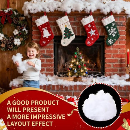 Fluffy Fake Snow by [Brand Name] - Soft Artificial Snow for Christmas Decor | 7 Ounce Cotton