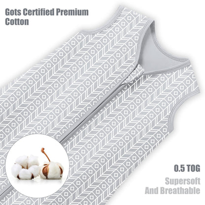 SWEET DOLPHIN Baby Sleep Sack 0-6 Months - 100% Cotton 2-Way Zipper TOG 0.5 Infant Wearable Blanket, Newborn Essentials Toddler 3 Pack Sleeping Sacks - Grey