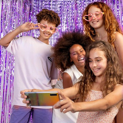 Foil Curtain Backdrop - 5 Pack Purple Metallic Tinsel Fringe for Photo Booths & Celebrations