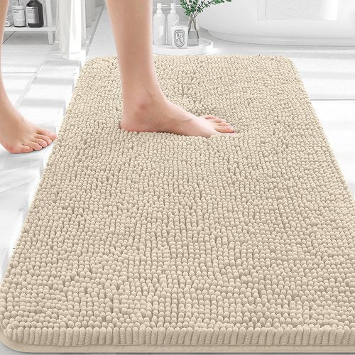OLANLY Bathroom Rugs 36x24, Extra Soft Absorbent Chenille Bath Rugs, Rubber Backing Quick Dry, Machine Washable Bath Mats for Bathroom Floor, Tub and Shower, Home Decor Accessories, Sand