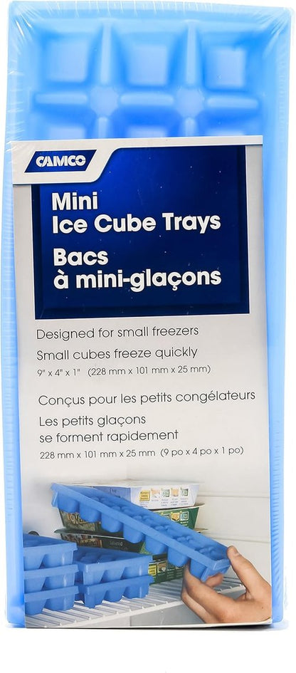 Camco Stackable Mini Ice Cube Tray - Space-Saving Design, 2-Pack, Blue Color