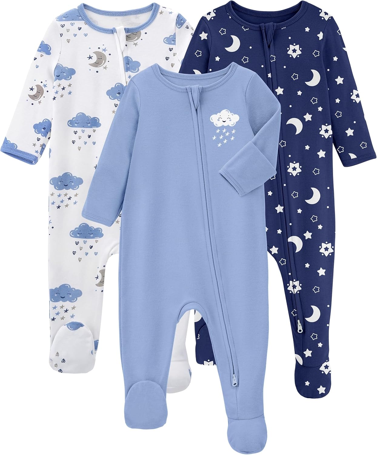 Yoofoss Baby Pajamas - 100% Organic Cotton Sleepers for Newborns | 3-Piece Footed PJs Set