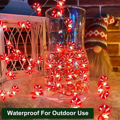 Candy Cane String Lights 26.2 Ft 80LED Remote Battery Xmas Decor Warm White