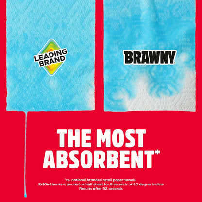 Brawny 3-Ply Tear-A-Square Paper Towels - Strong, Absorbent & Durable | 2 Double Rolls (4 Regular Rolls)