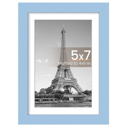 upsimples 5x7 Picture Frame, Display Pictures 4x6 with Mat or 5 x 7 Without, Wall Hanging Photo Frames, Blue, 1 Pack