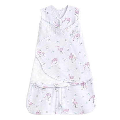HALO 100% Cotton Sleepsack Swaddle, 3-Way Adjustable Wearable Blanket, TOG 1.5, Flamingos, Newborn, 0-3 Months