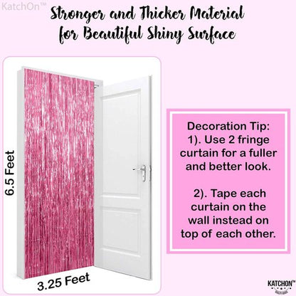 KatchOn Pink Fringe Backdrop - Large Pack of 2 | Perfect for Birthday, Baby Shower & Bachelorette Decor