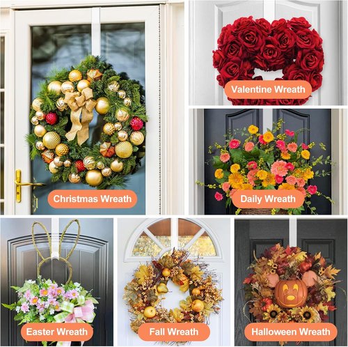 Clear Wreath Hanger by [Brand Name] - Non-Scratch Over The Door Hooks | 2 Pack for Easter & Christmas Decor