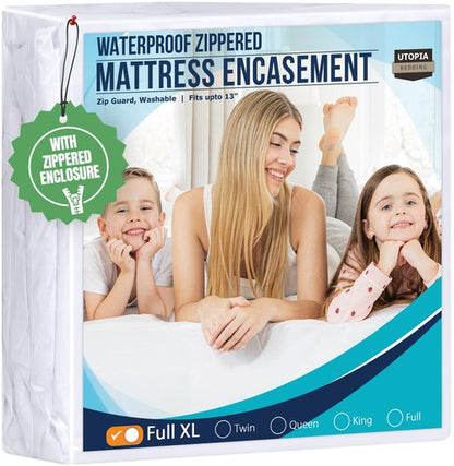 Utopia Bedding Mattress Protector Zippered Full XL Size, 100% Waterproof Bed Bug and Dust Mite Proof Mattress Encasement, Absorbent 6 Sided Mattress Cover