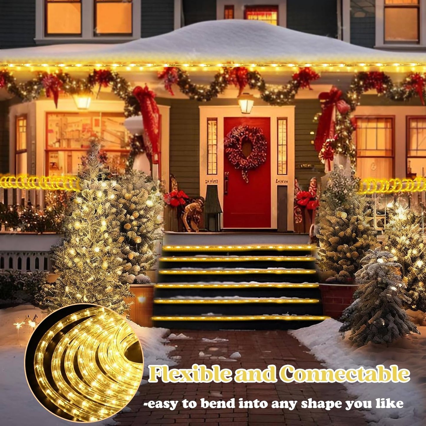 Vigdur LED Rope Lights - 30ft Waterproof Warm White Flexible Tube Lights for Outdoor Garden & Patio | 360 LEDs