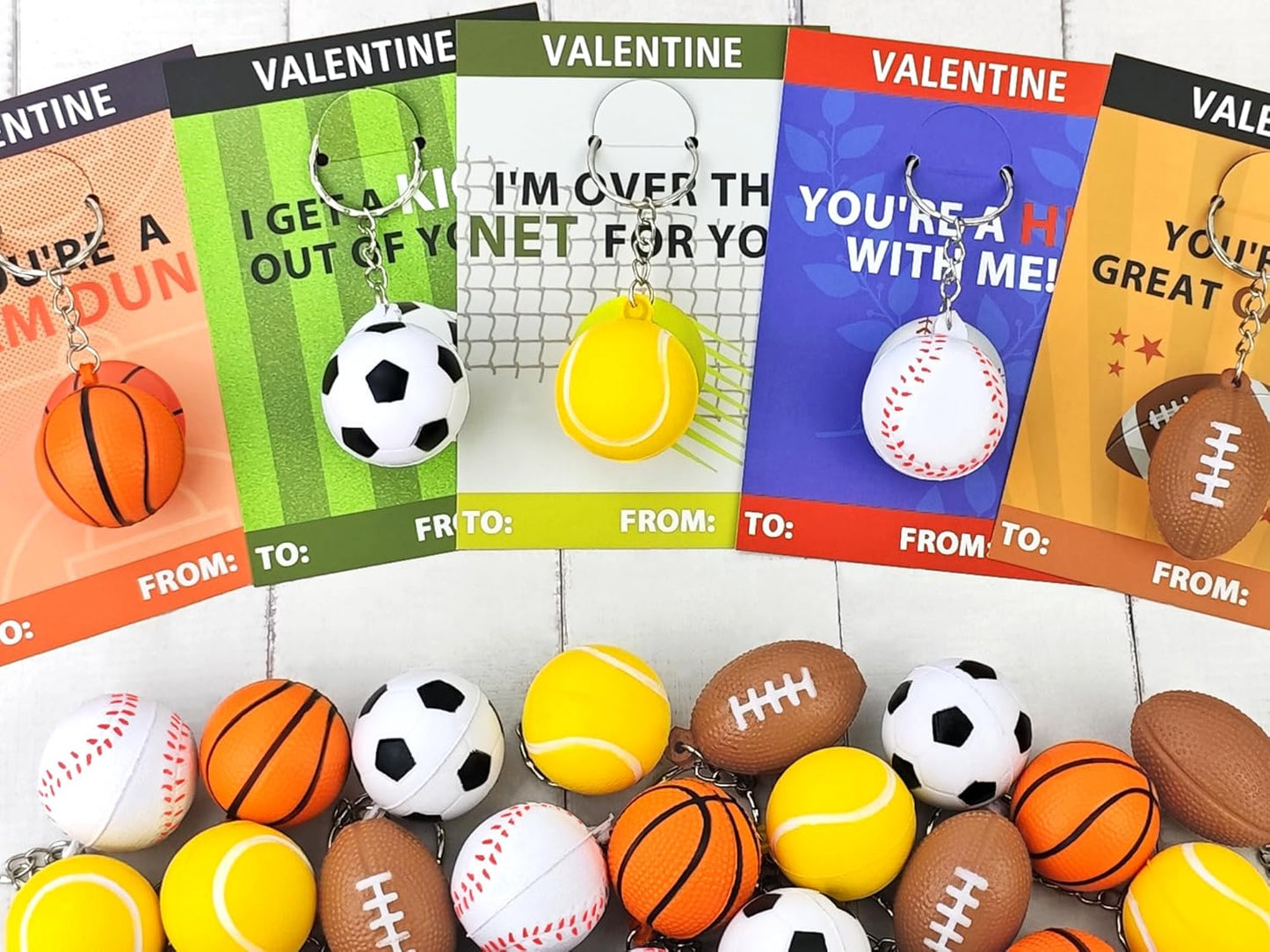 Skiennix Sport Stress Ball - 28 Pack Mini Foam Balls with Keychains & Exchange Cards for Kids