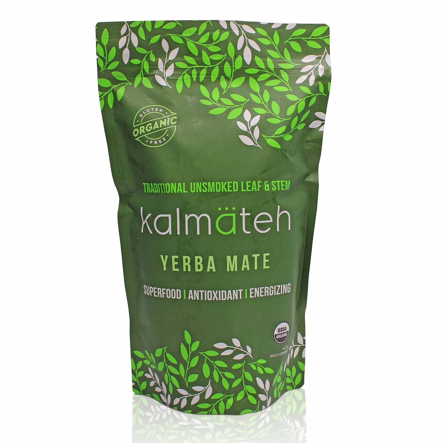 KALMATEH Organic Yerba Mate Tea - Unsmoked Yerba Mate Loose Leaf & Stem Tea - 1lb