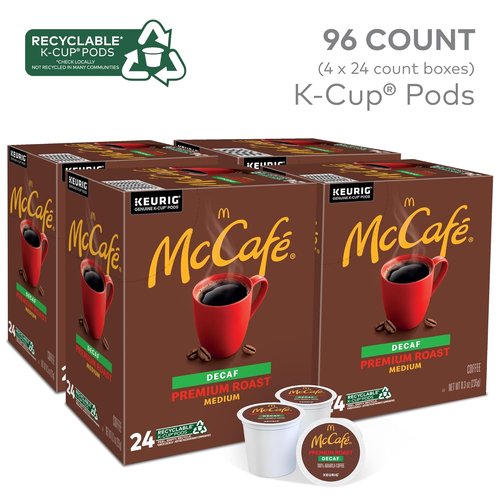 McCafe Premium Roast Decaf Coffee - Single Serve K-Cup Pods, 96 Count for Smooth Flavor