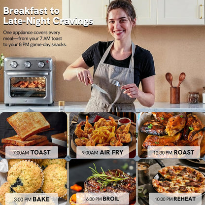 VAL CUCINA 6-in-1 Air Fryer Toaster Oven Combo - Compact 12.7 QT Convection Oven for 9" Pizza & 4 Toast