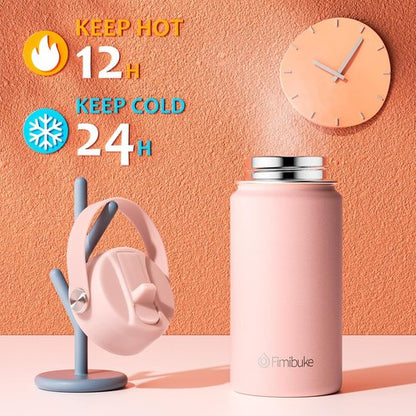 Fimibuke Kids Insulated Water Bottle - 14oz BPA-Free Stainless Steel Tumbler | Leak-Proof Design with Straw