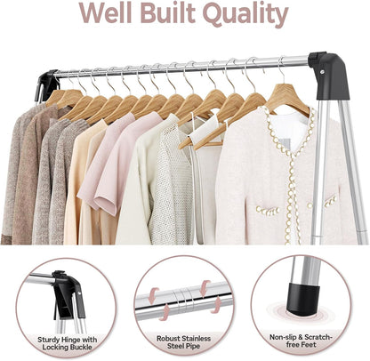 TOOLF Clothes Drying Rack - Foldable Stainless Steel Laundry Rack | Portable Free-Standing Design, Large Capacity