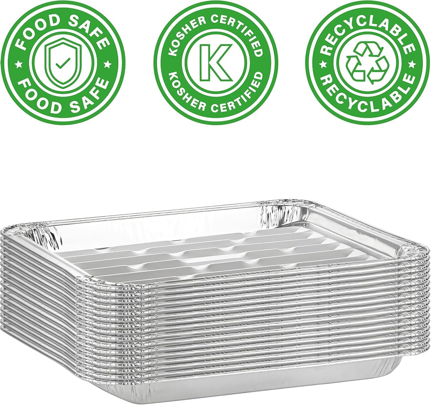 Party Bargains Aluminum Broiler Pans - Heavy-Duty Disposable Grill & Roasting Pans, 12 Pack, Ribbed Bottom for Even Heat