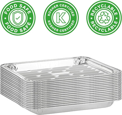 Party Bargains Aluminum Broiler Pans - Heavy-Duty Disposable Grill & Roasting Pans, 12 Pack, Ribbed Bottom for Even Heat