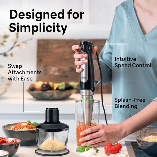Braun MultiQuick 7 Immersion Blender - 3-in-1 Handheld Electric Stick Blender for Soups, Smoothies & More