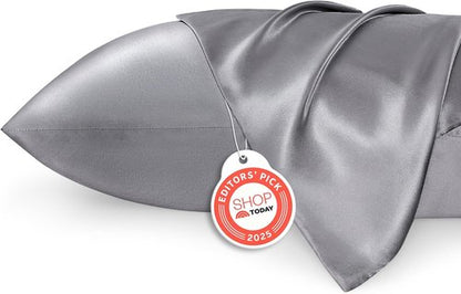 Bedsure Satin Pillowcase | Luxurious Silk-Like Feel | Standard Size Dark Grey, 20x26 Inches, 2-Pack